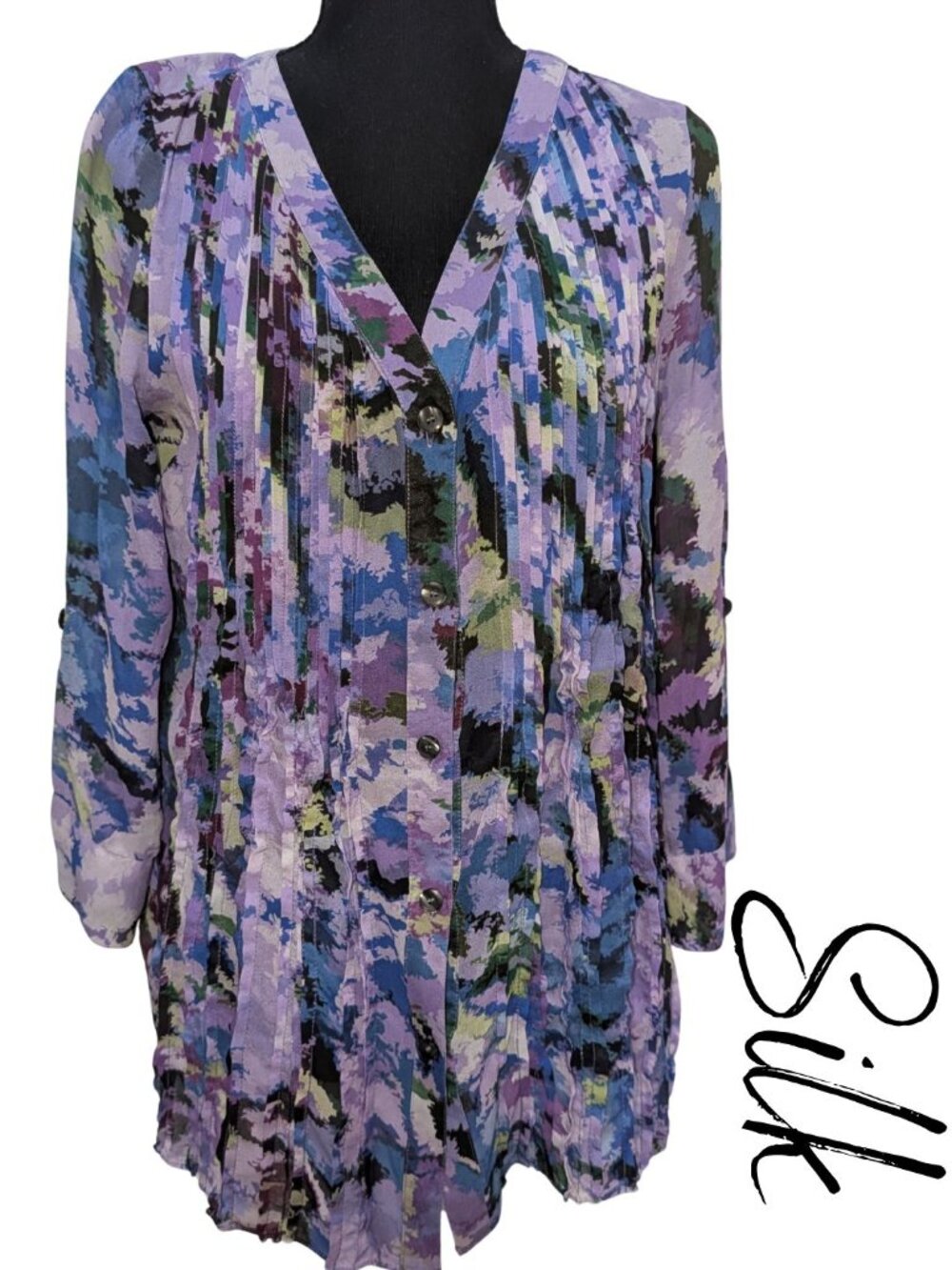 Kenneth Cole New York 100% Silk Abstract Print Blouse